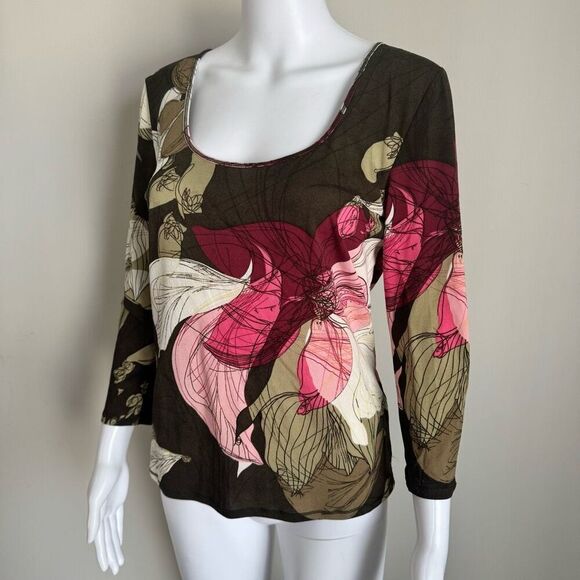 Ellen Tracy Y2K Silk 3/4 Sleeve Top Size S - Picture 4 of 8